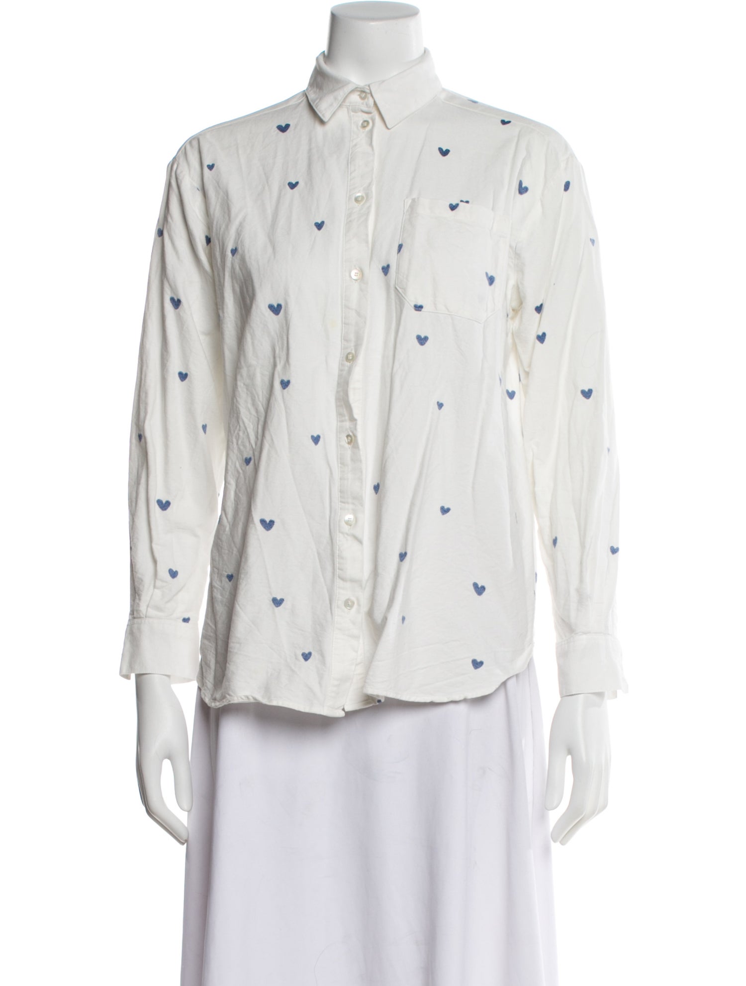 Sézane Printed Long Sleeve Button-Up Top