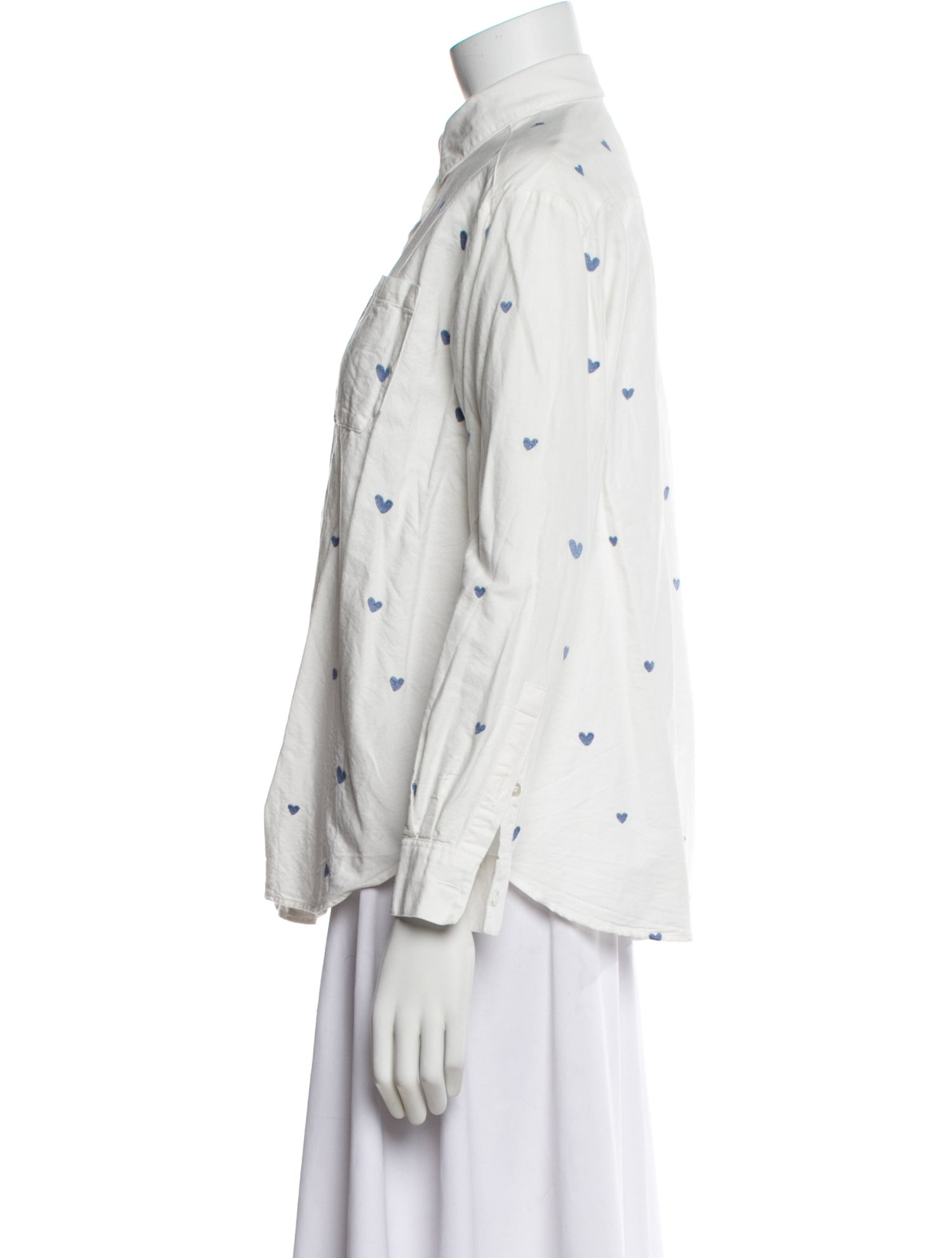 Sézane Printed Long Sleeve Button-Up Top