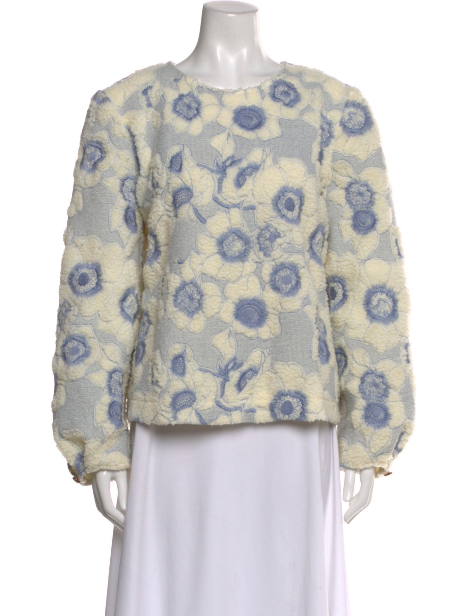 Sézane Floral Print Crew Neck Blouse