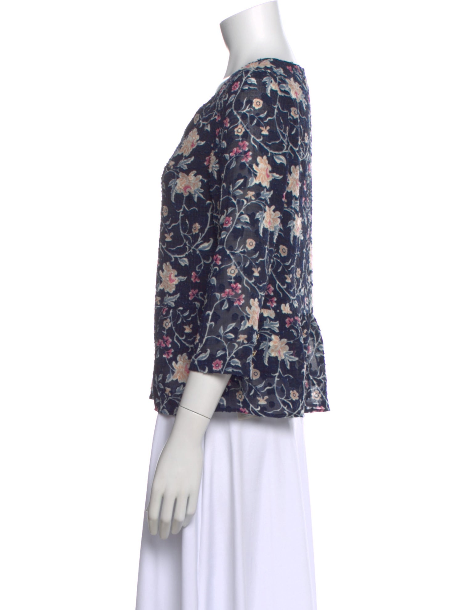 Sézane Floral Print V-Neck Blouse