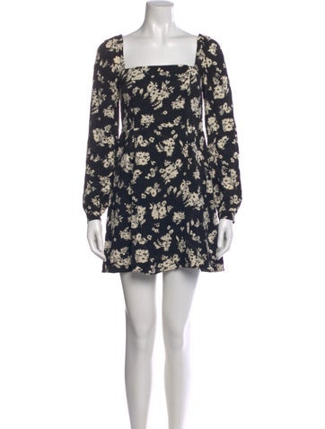 Pre-owned Sézane Floral Print Mini Dress In Black