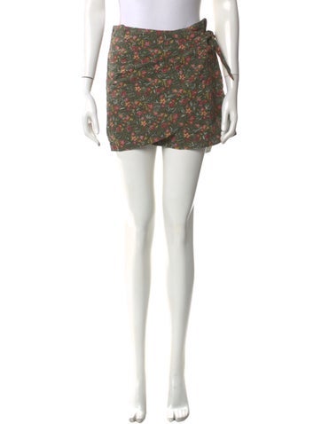 Pre-owned Sézane Floral Print Mini Skirt In Green