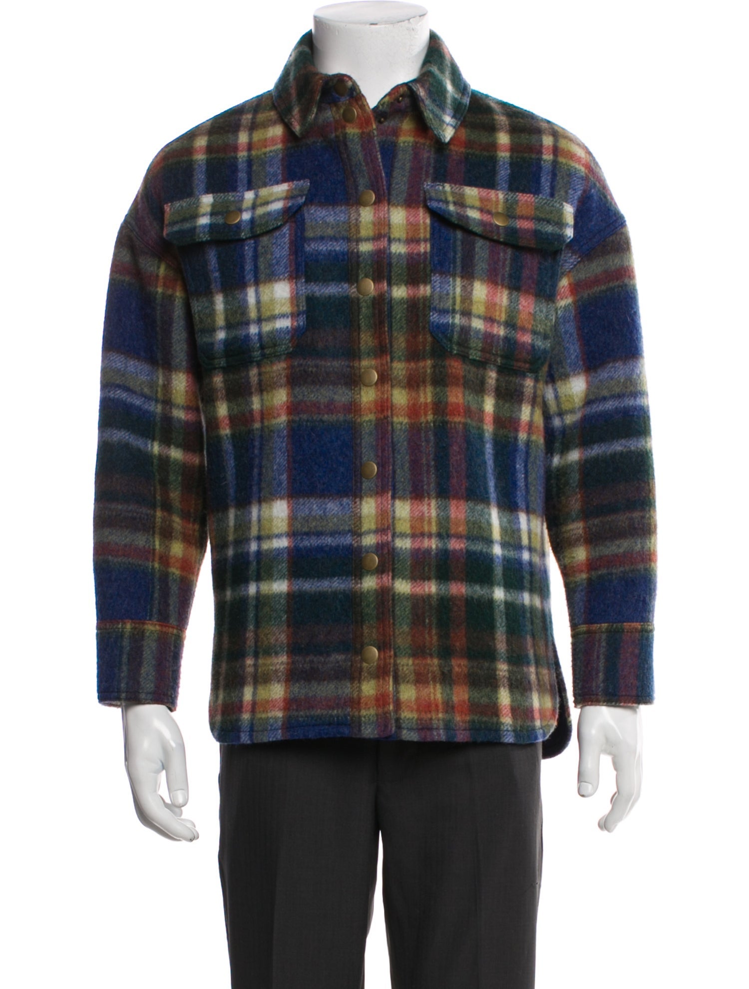 Sézane Wool Plaid Print Jacket