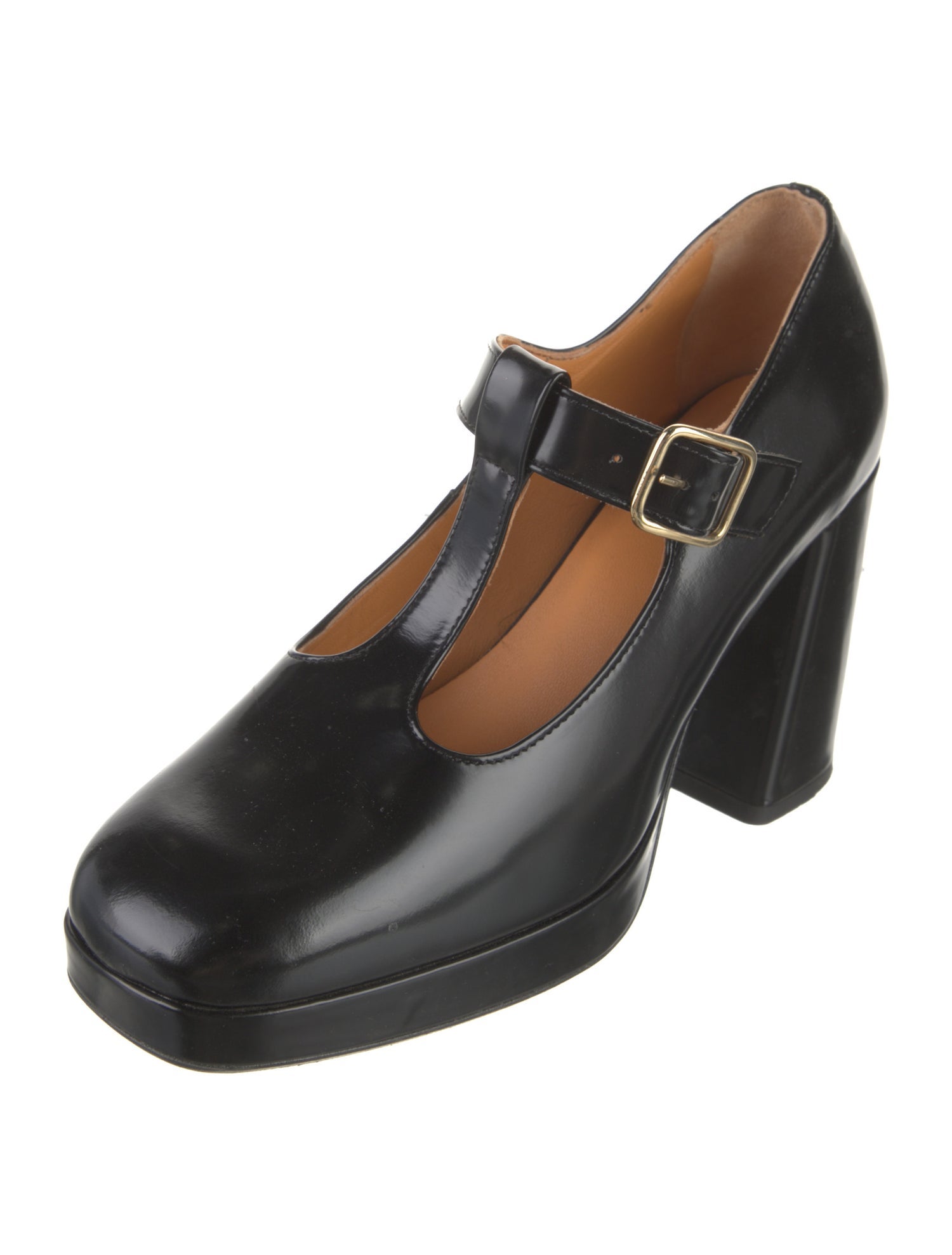 Sézane Patent Leather T-Strap Pumps