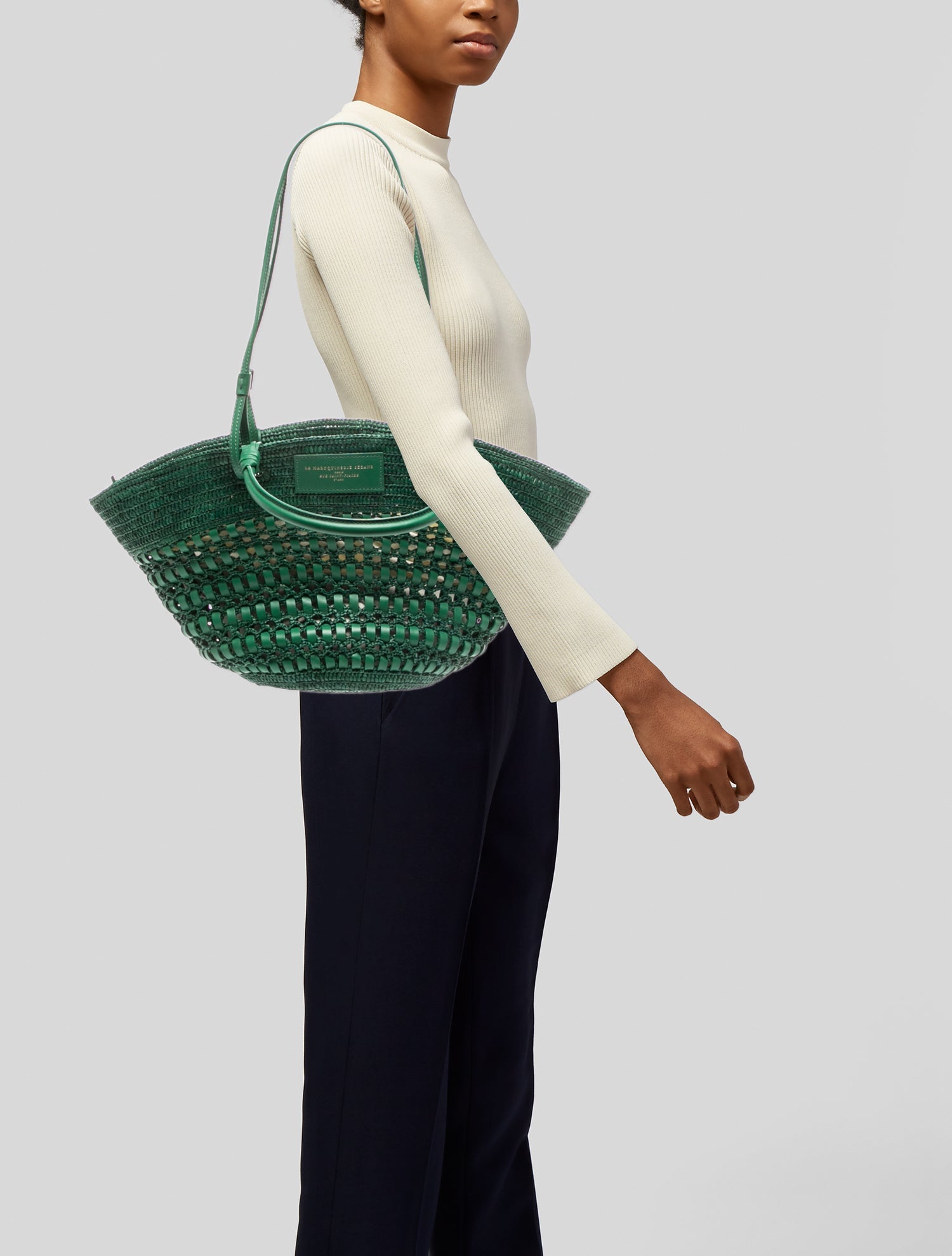Sézane Raffia Top Handle Bag