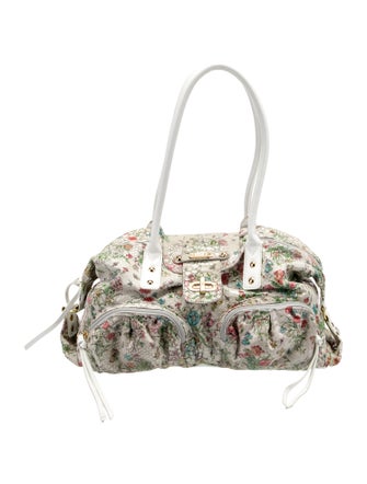 Sharif Floral Print Suede Shoulder Bag
