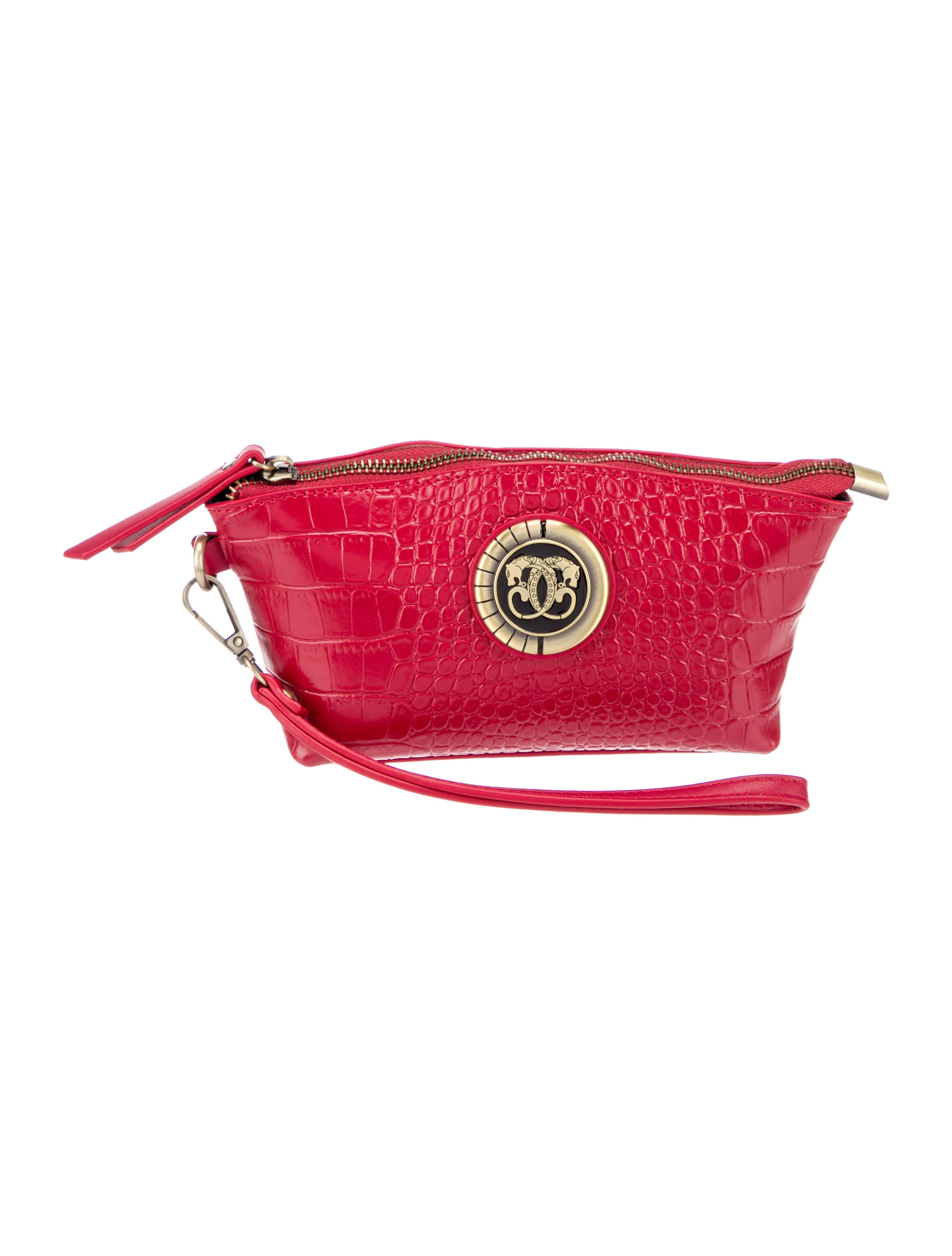 Sharif Embossed Leather Cosmetic Bag Red Cosmetic Bags, Accessories