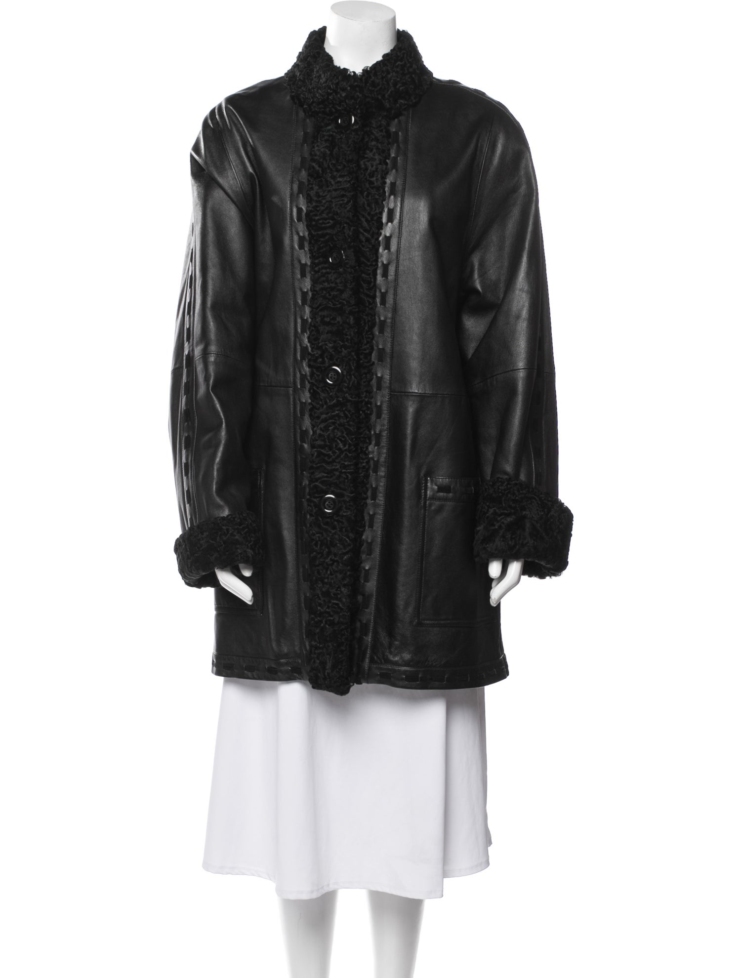 Somper furs Vintage Leather Faux Fur Coat