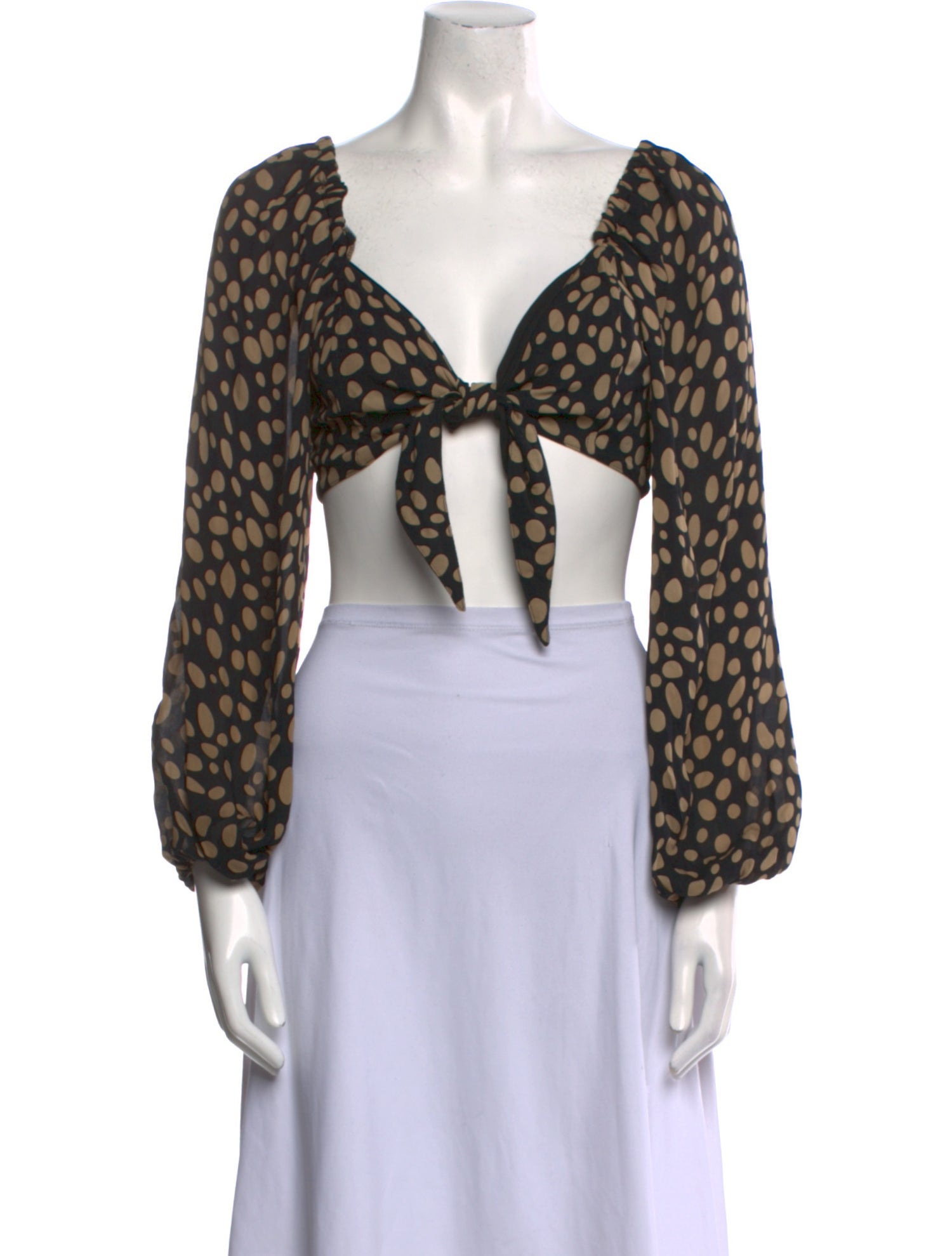 Stone Cold Fox Silk Polka Dot Print Crop Top