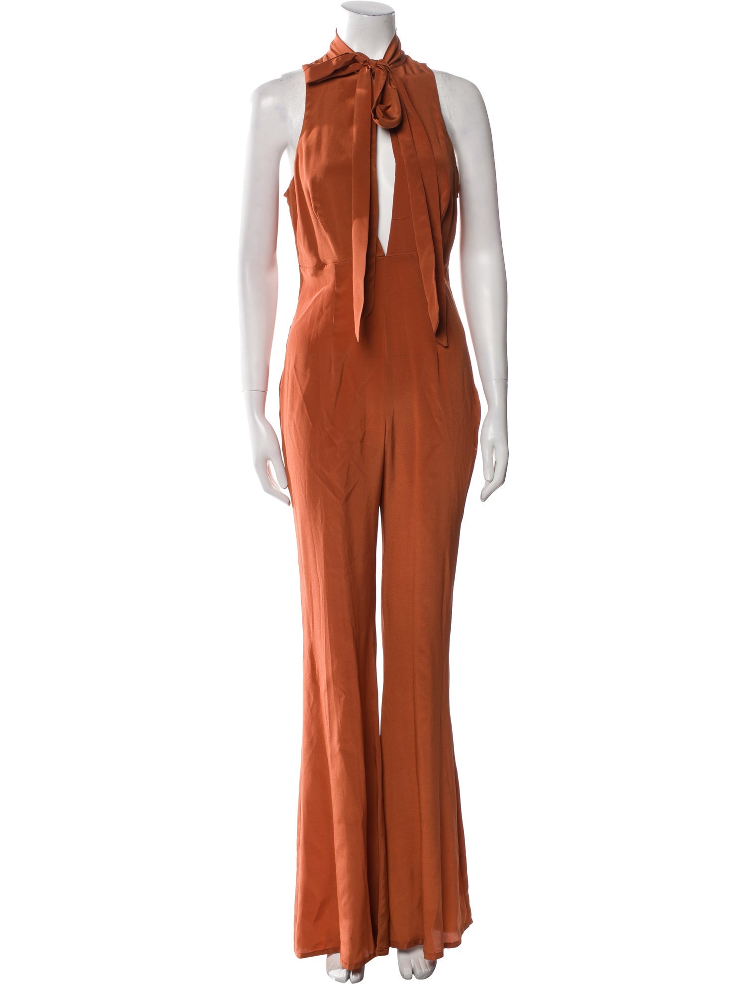 Stone Cold Fox Silk Tie Neck Jumpsuit