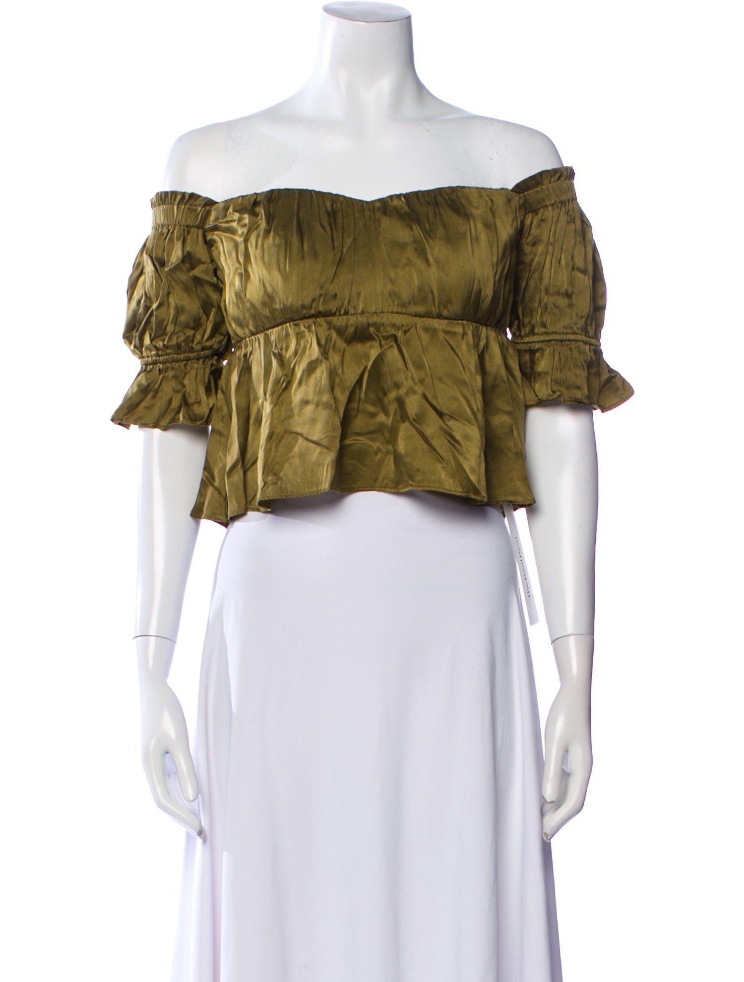 Stone Cold Fox Silk Off-The-Shoulder Crop Top