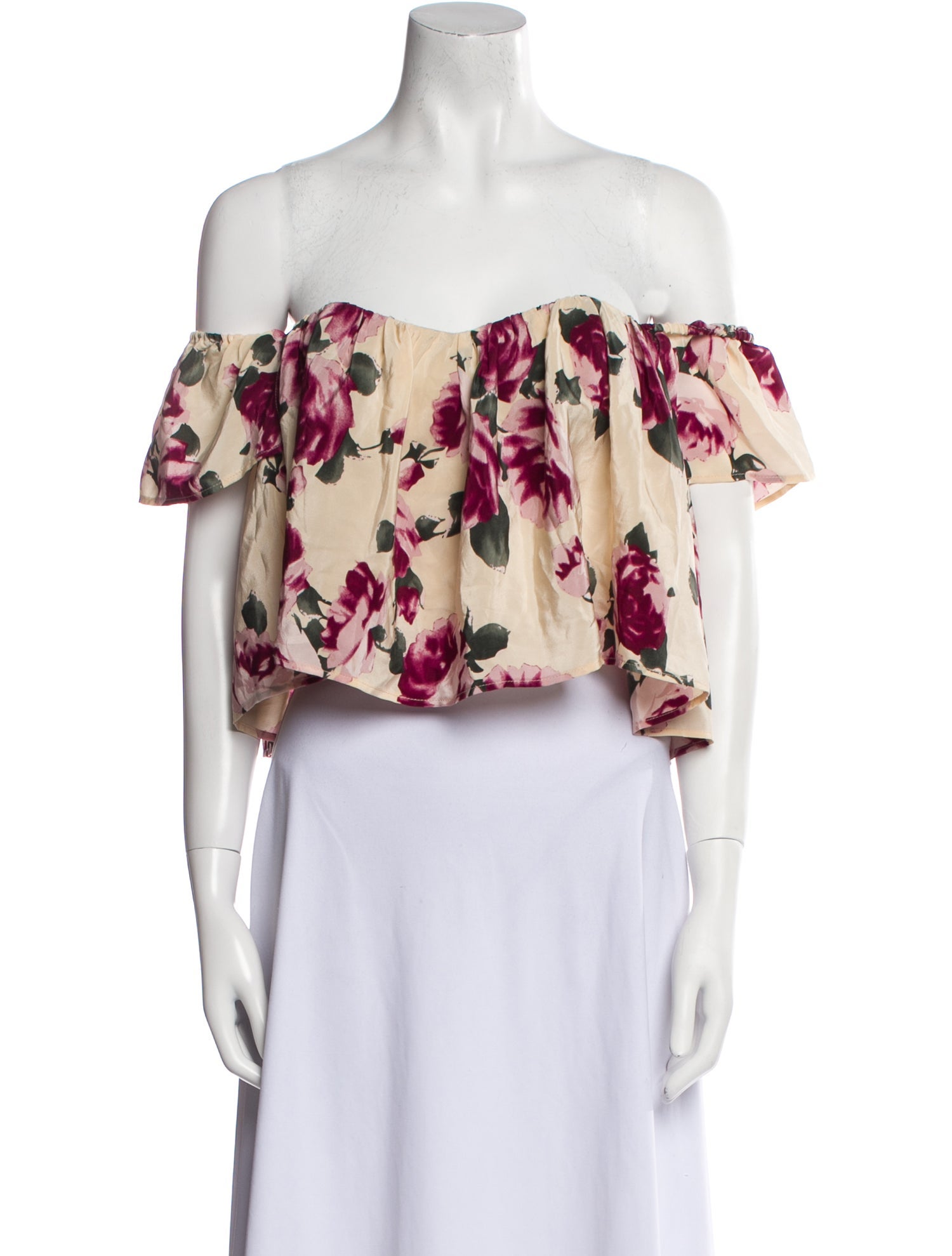 Stone Cold Fox Silk Floral Print Crop Top