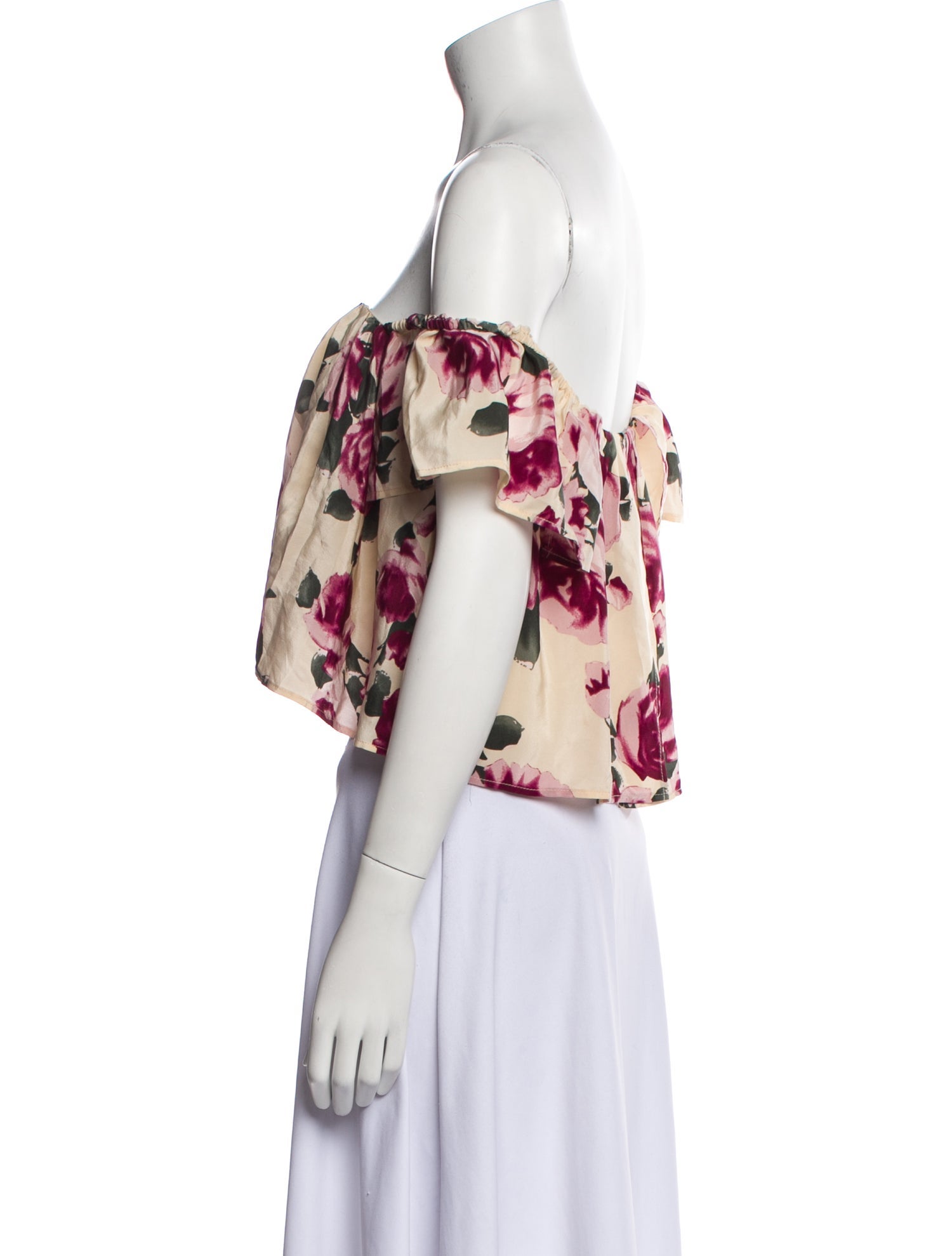 Stone Cold Fox Silk Floral Print Crop Top