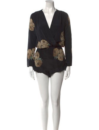 Stone Cold Fox Silk Floral Print Romper