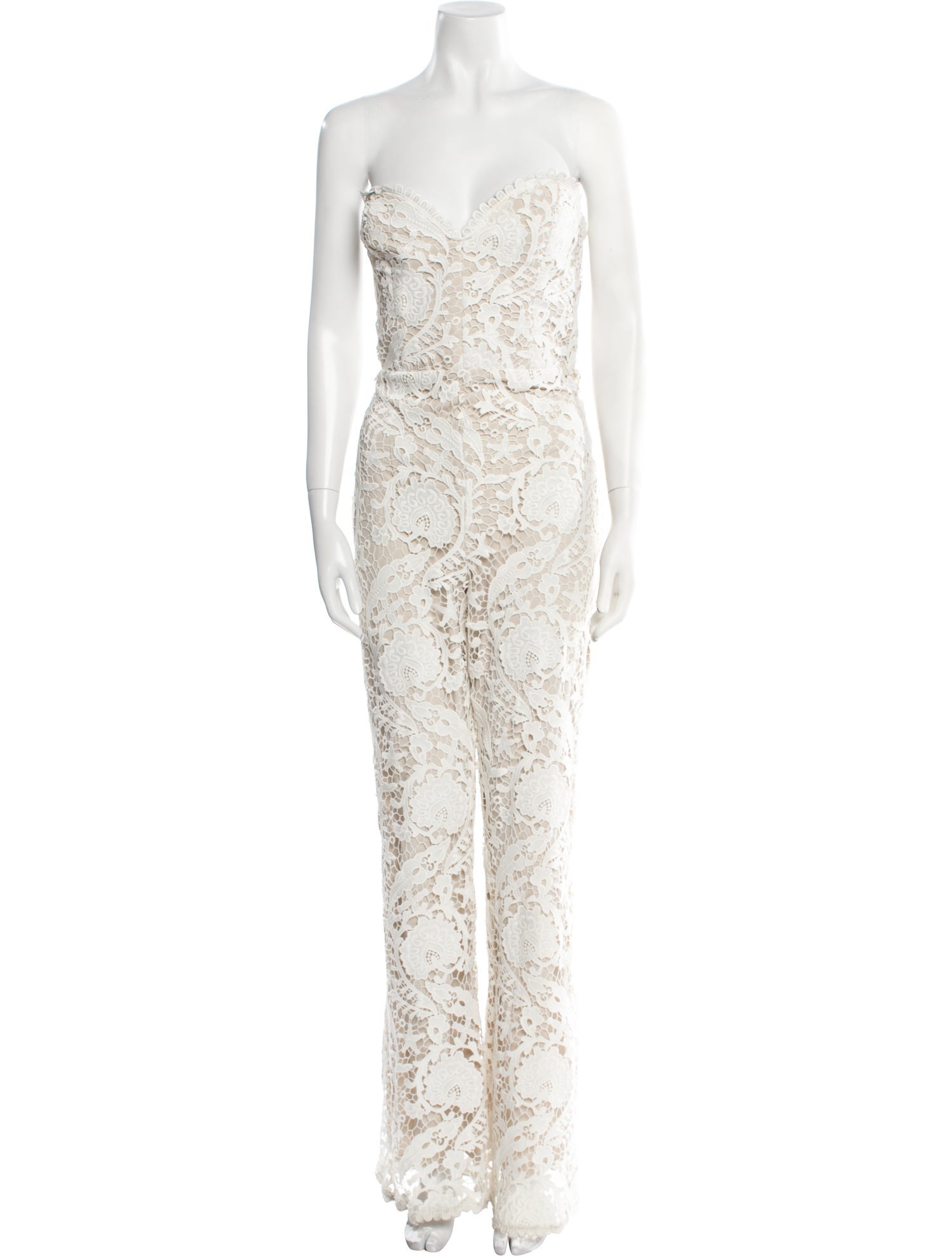 Stone Cold Fox Lace Pattern Strapless Jumpsuit