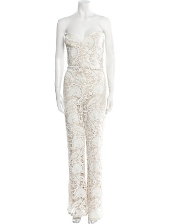 Stone Cold Fox Lace Pattern Strapless Jumpsuit