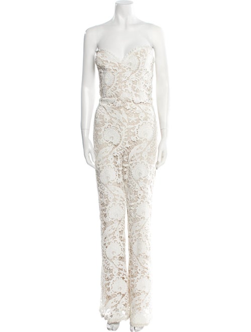 Stone Cold Fox Lace Pattern Strapless Jumpsuit