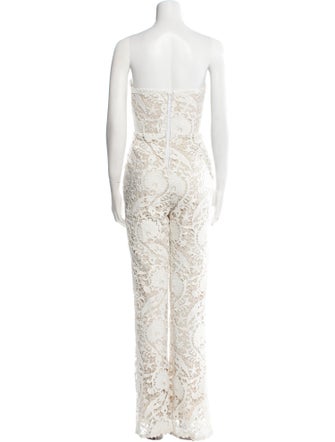 Stone Cold Fox Lace Pattern Strapless Jumpsuit