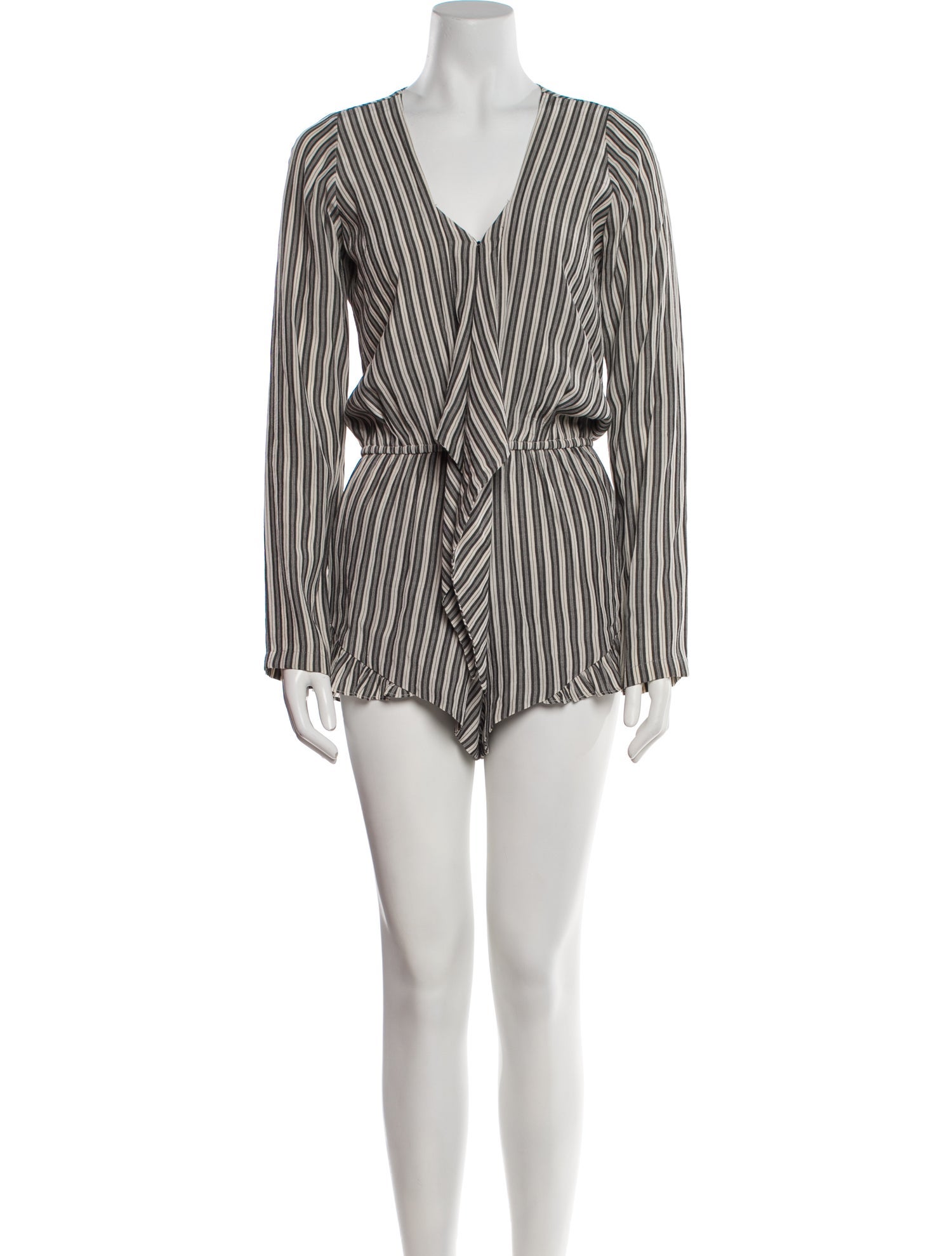 Stone Cold Fox Striped Plunge Neckline Romper