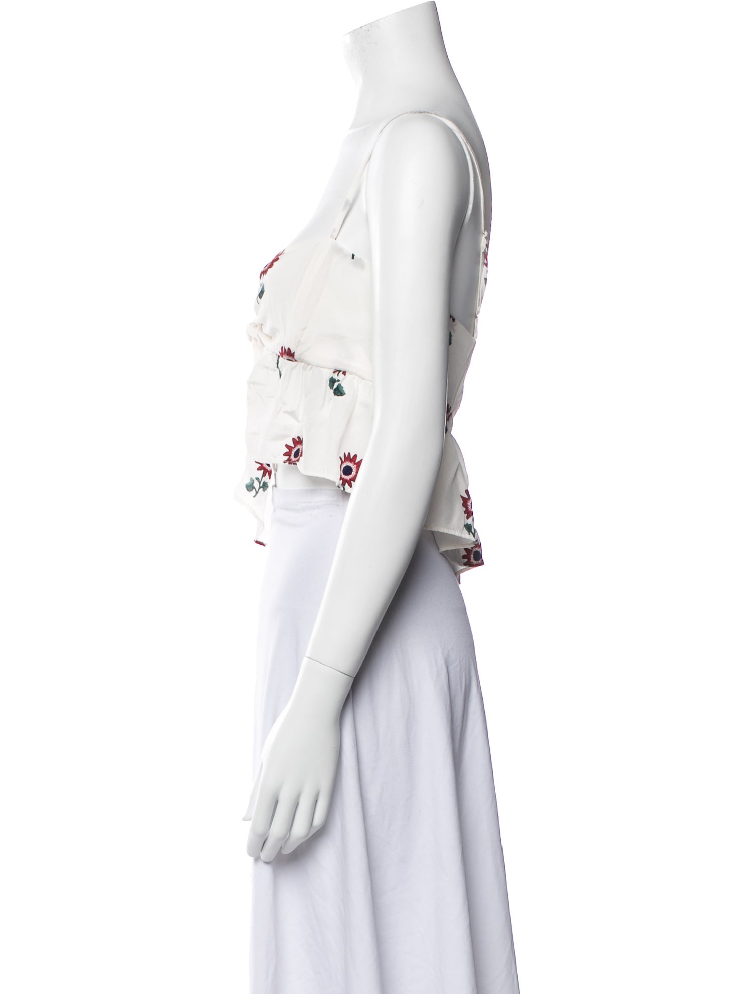 Stone Cold Fox Silk Floral Print Crop Top