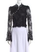 Stone Cold Fox Lace Pattern Mock Neck Crop Top