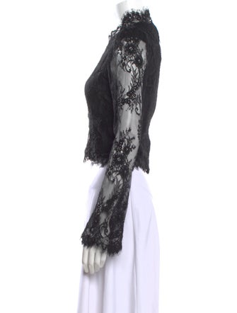 Stone Cold Fox Lace Pattern Mock Neck Crop Top