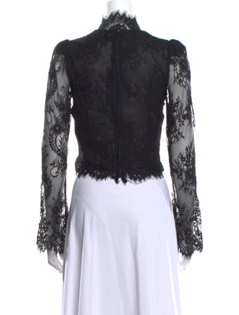 Stone Cold Fox Lace Pattern Mock Neck Crop Top