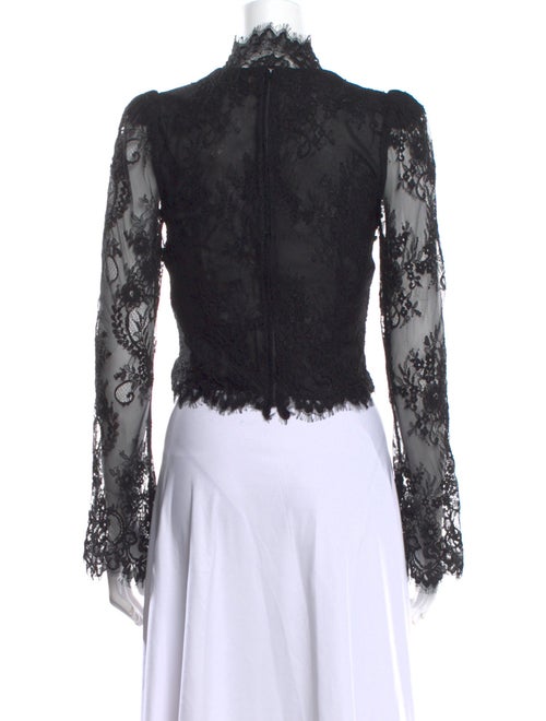 Stone Cold Fox Lace Pattern Mock Neck Crop Top