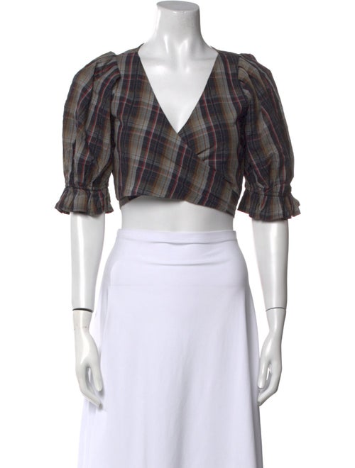 Stone Cold Fox Plaid Print V-Neck Crop Top