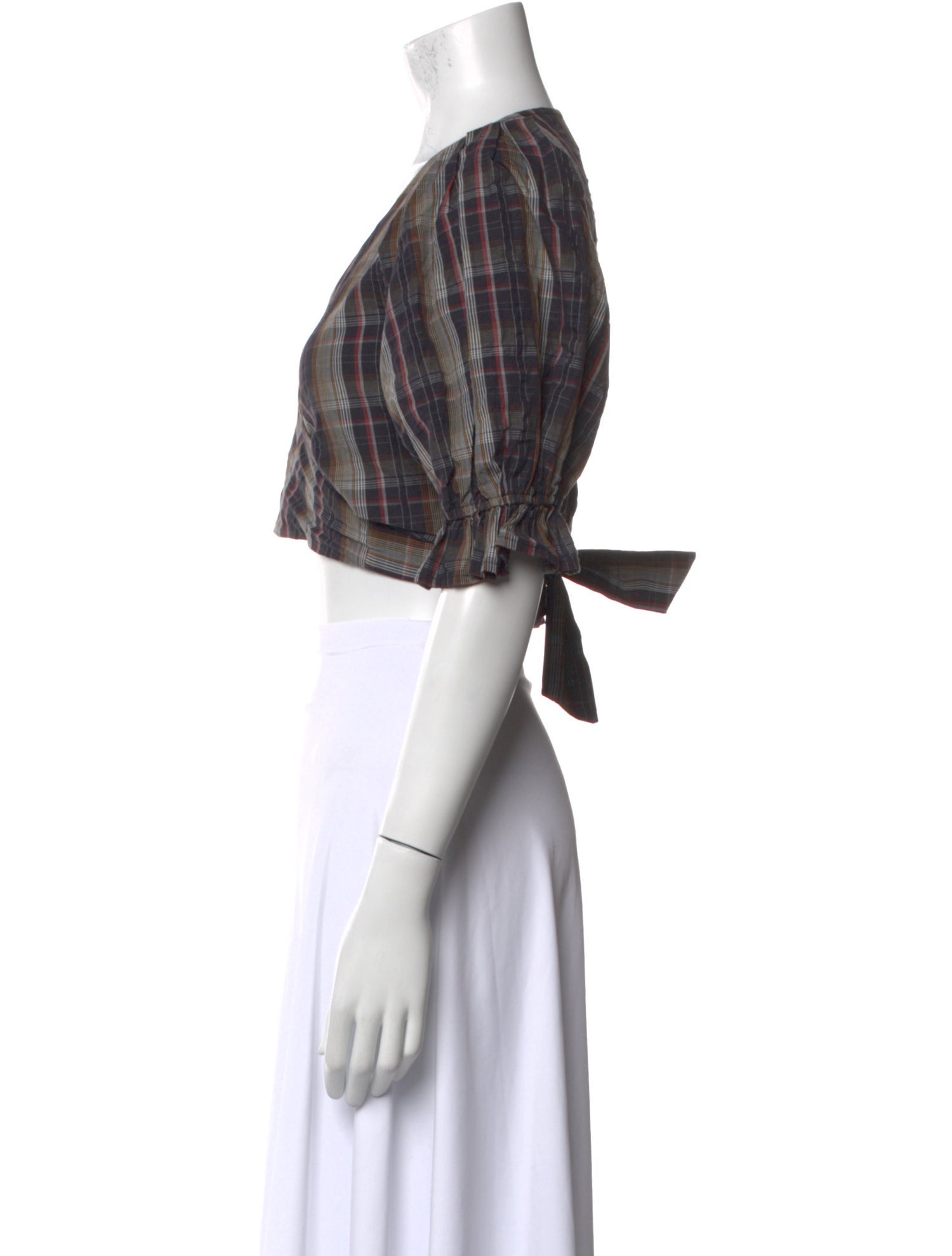 Stone Cold Fox Plaid Print V-Neck Crop Top