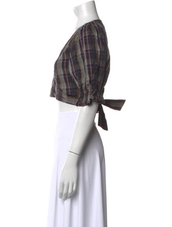 Stone Cold Fox Plaid Print V-Neck Crop Top