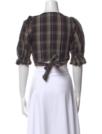 Stone Cold Fox Plaid Print V-Neck Crop Top