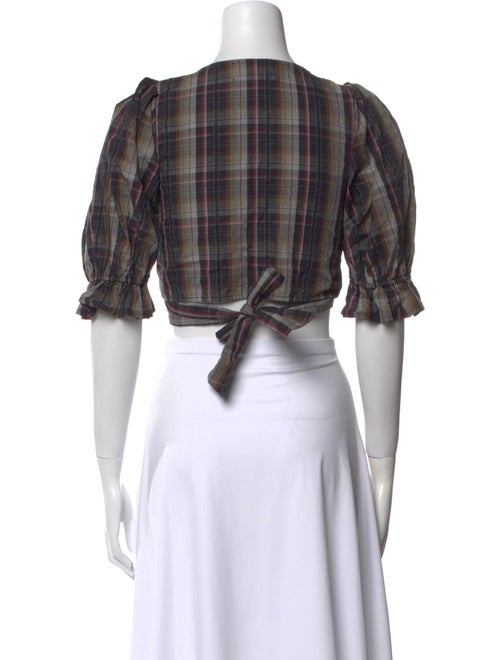 Stone Cold Fox Plaid Print V-Neck Crop Top