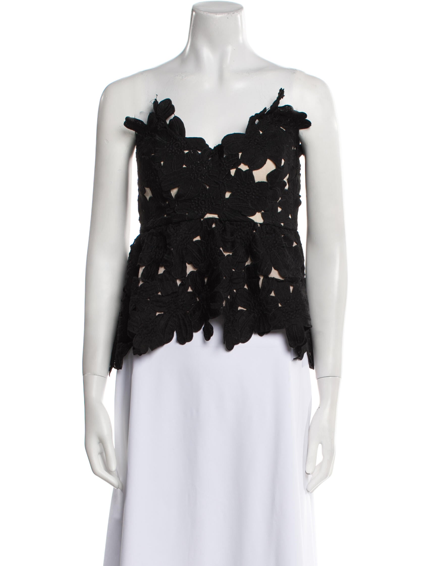 Stone Cold Fox Lace Pattern Strapless Crop Top