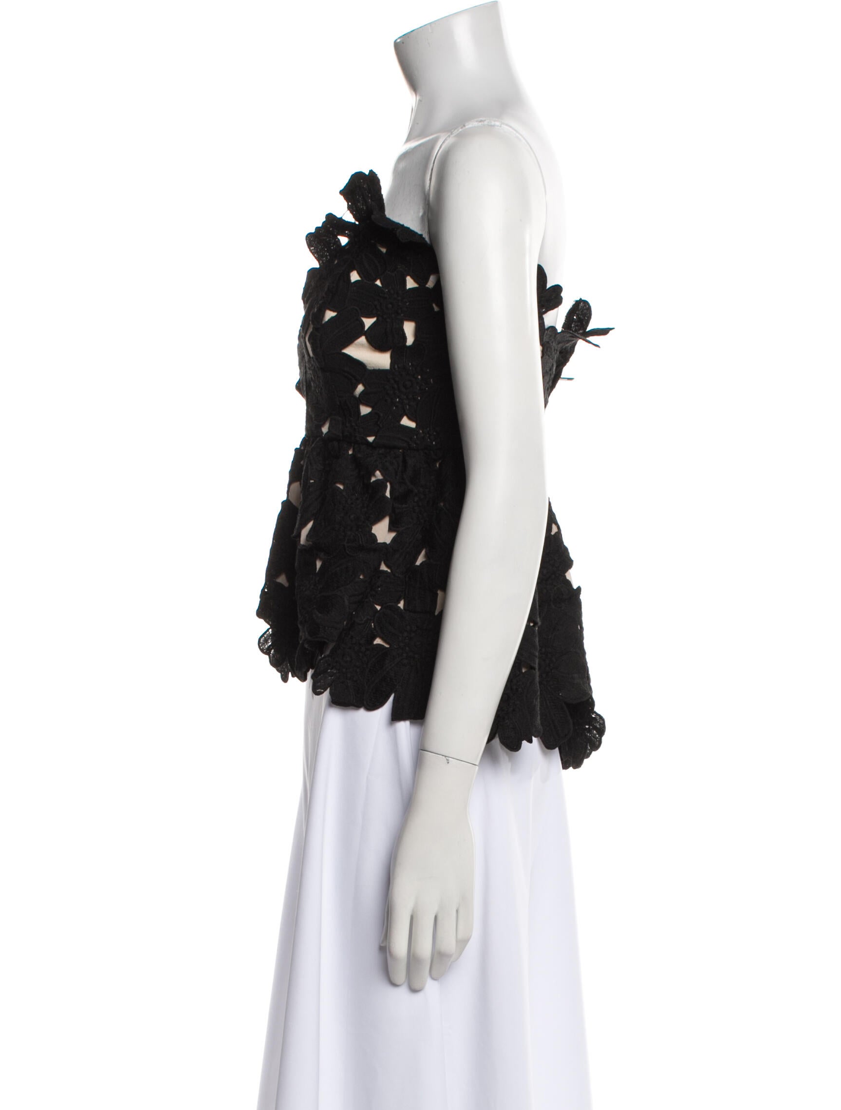 Stone Cold Fox Lace Pattern Strapless Crop Top