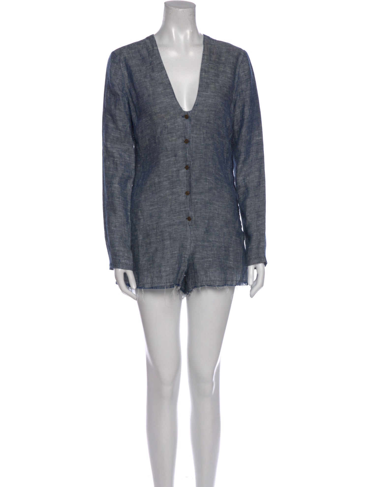 Stone Cold Fox Linen Plunge Neckline Romper