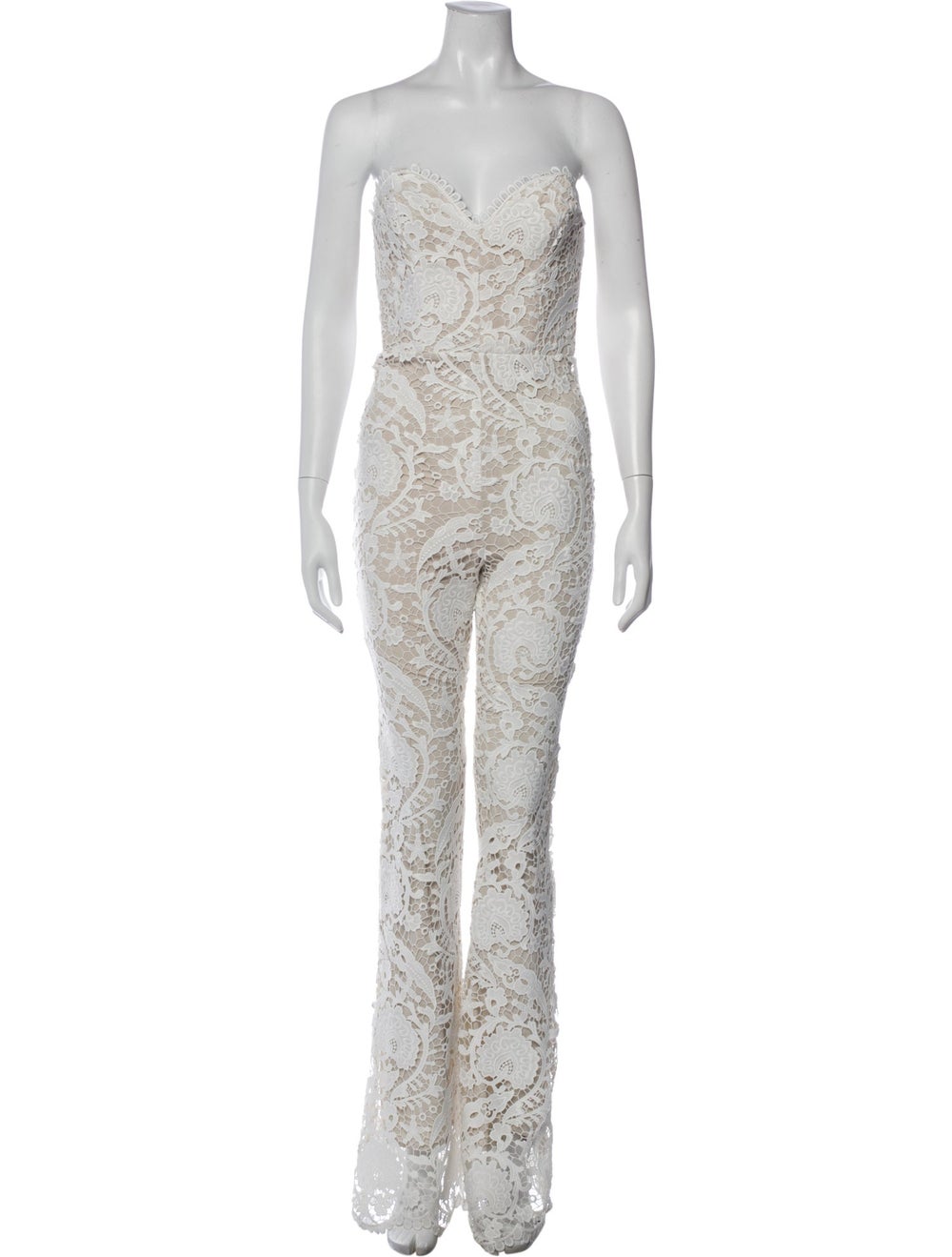 Stone Cold Fox Lace Pattern Strapless Jumpsuit w/… - image 1