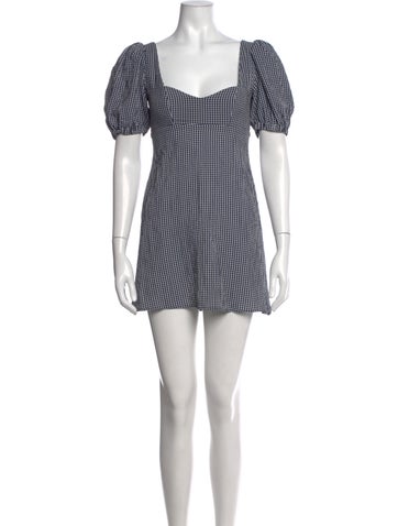 Pre-owned Stone Cold Fox Plaid Print Mini Dress In Blue