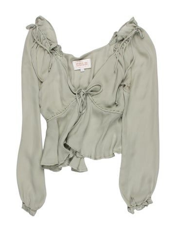 Pre-owned Stone Cold Fox Silk V-neck Top In Grey