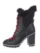 Sigerson Morrison Leather Faux Fur Trim Lace-Up Boots