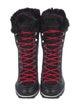 Sigerson Morrison Leather Faux Fur Trim Lace-Up Boots