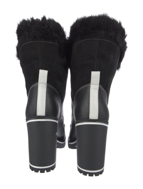 Sigerson Morrison Leather Faux Fur Trim Lace-Up Boots