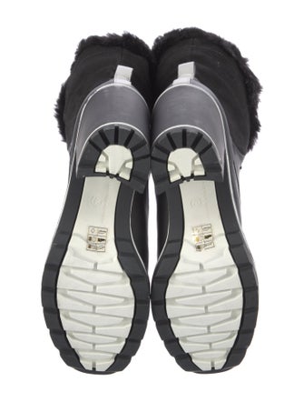 Sigerson Morrison Leather Faux Fur Trim Lace-Up Boots