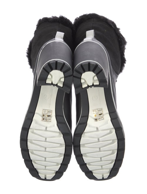 Sigerson Morrison Leather Faux Fur Trim Lace-Up Boots