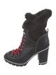 Sigerson Morrison Leather Faux Fur Trim Combat Boots