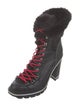 Sigerson Morrison Leather Faux Fur Trim Combat Boots