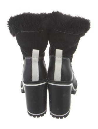 Sigerson Morrison Leather Faux Fur Trim Combat Boots