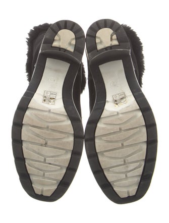 Sigerson Morrison Leather Faux Fur Trim Combat Boots