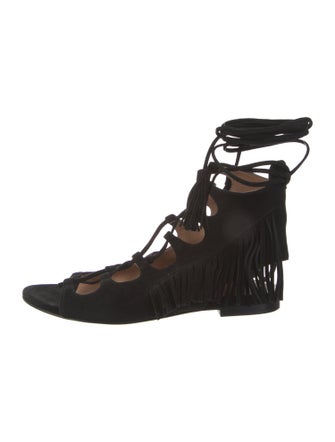Sigerson Morrison Suede Tassel Accents Gladiator Sandals