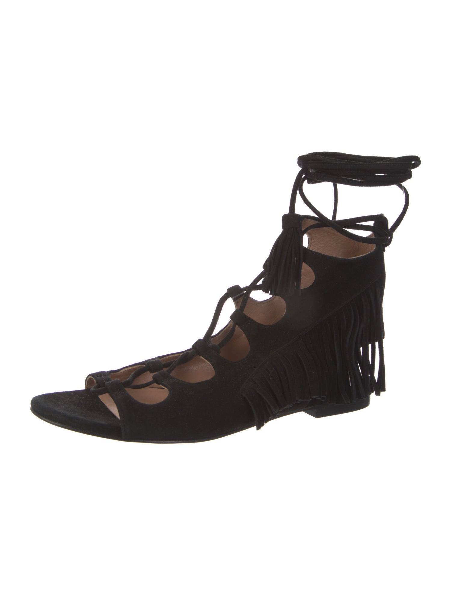 Sigerson Morrison Suede Tassel Accents Gladiator Sandals